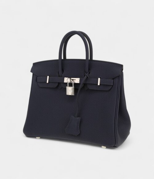 Hermès Birkin 25 Cm Handbag In Dark Blue Togo Leather