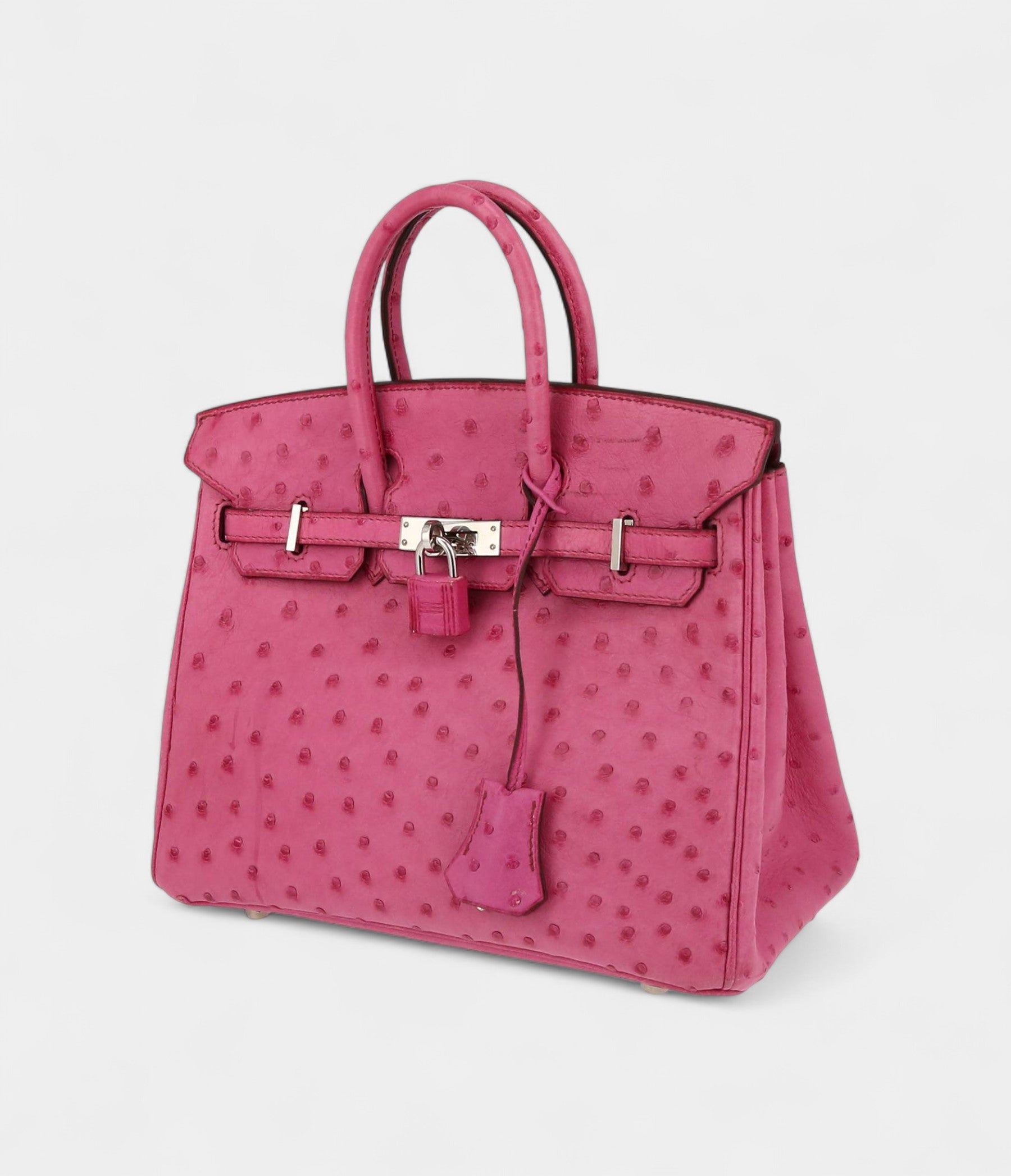 Hermès Birkin 25 Cm Handbag In Pink Ostrich Leather
