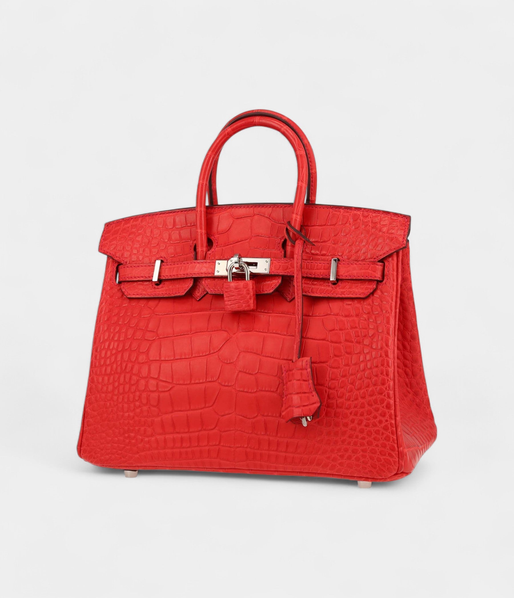 Hermès Birkin 25 Cm Handbag In Red Geranium Alligator