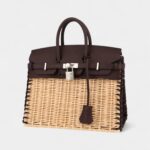 Hermès Birkin 25 Cm Picnic Handbag In Rouge Sellier Swift Leather And Wicker
