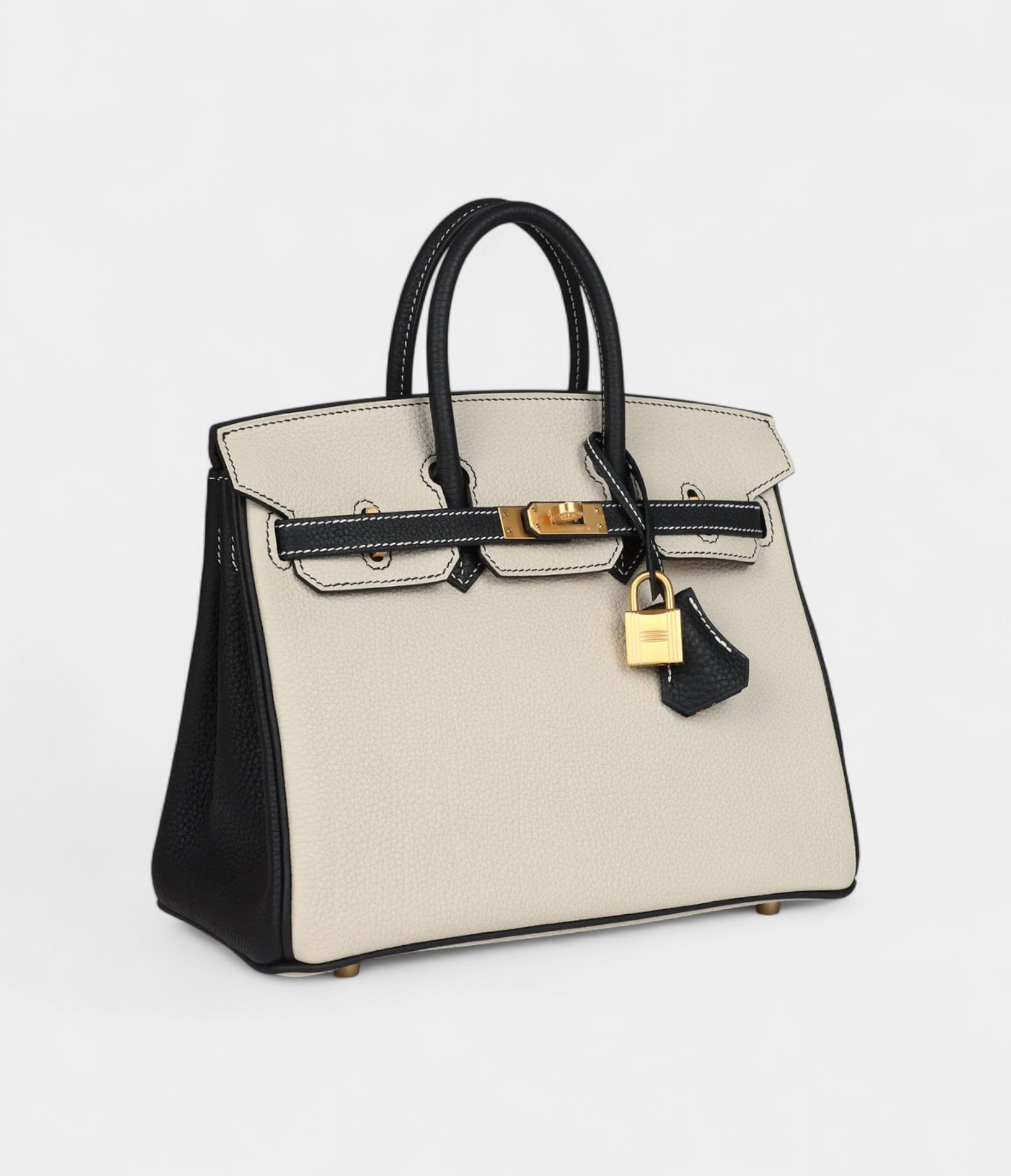 HermesBirkin25CraieandBlackTogoBrushedGoldHardware_2.jpg Hermès Birkin 25 Craie and Black Togo Brushed Gold Hardware