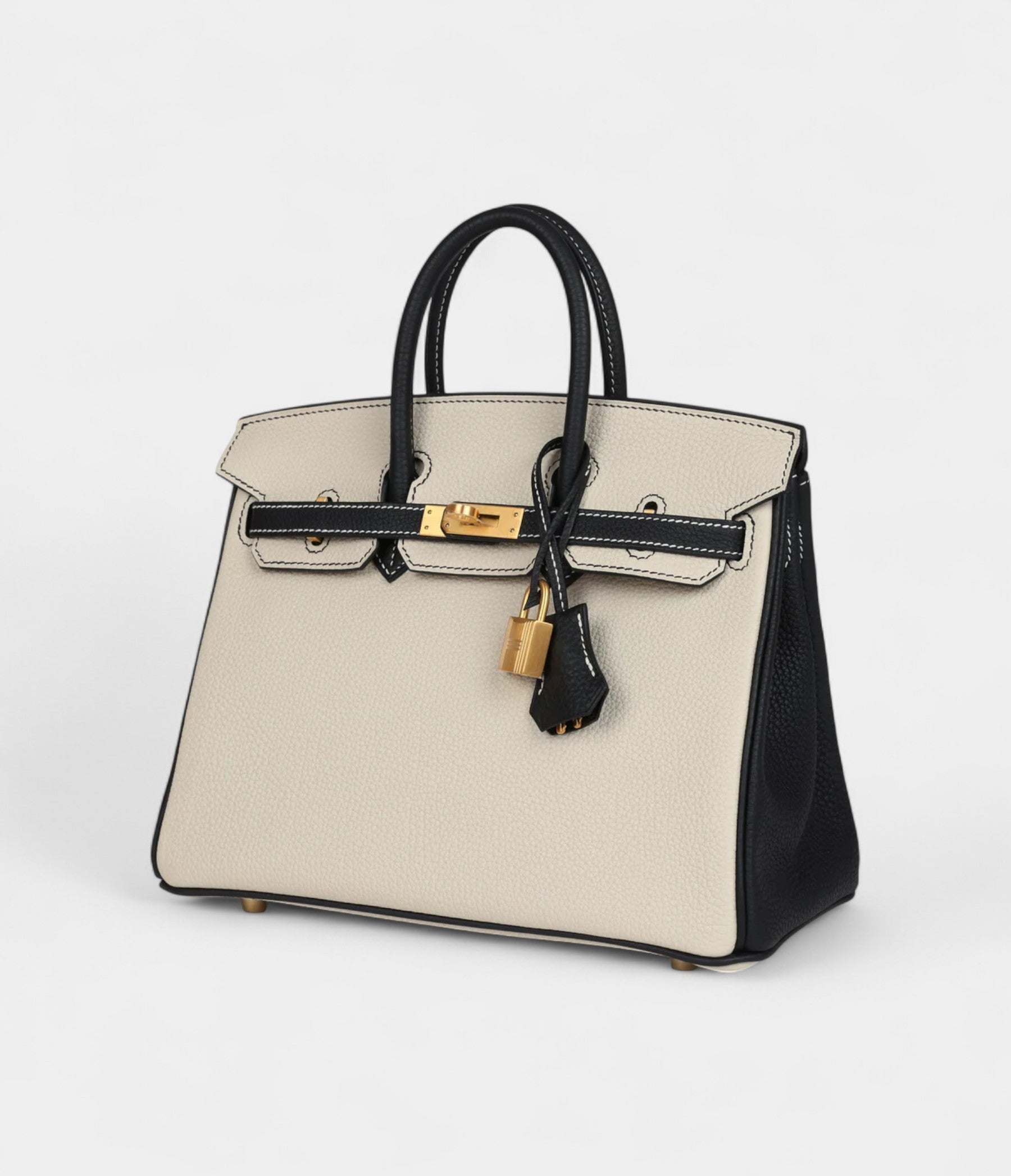 HermesBirkin25CraieandBlackTogoBrushedGoldHardware_3.jpg Hermès Birkin 25 Craie and Black Togo Brushed Gold Hardware