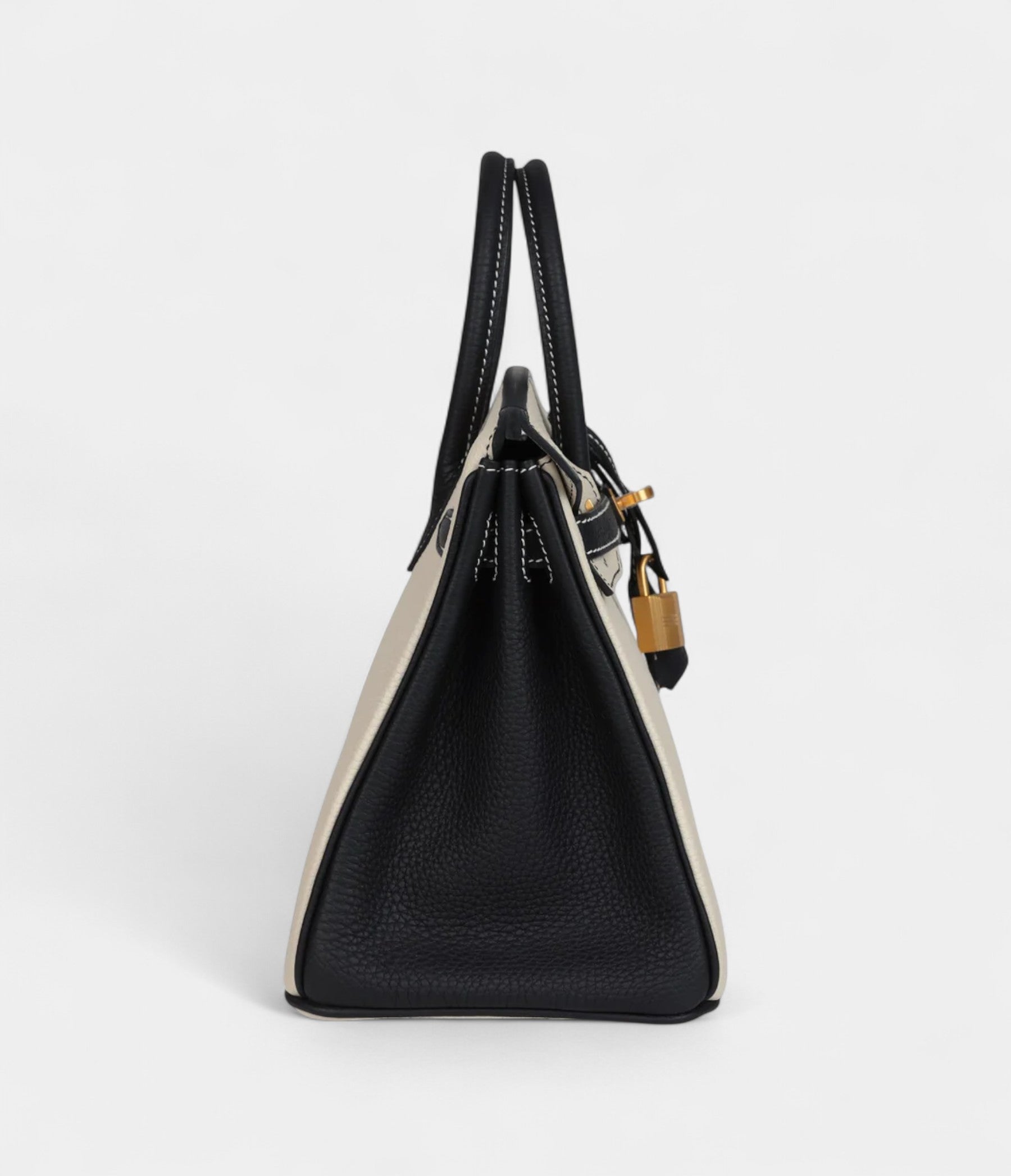 HermesBirkin25CraieandBlackTogoBrushedGoldHardware_4.jpg Hermès Birkin 25 Craie and Black Togo Brushed Gold Hardware