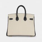 Hermès Birkin 25 Craie and Black Togo Brushed Gold Hardware