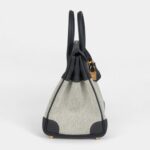 Hermès Birkin 25 Ecru and Ardoise Toile H Canvas and Ardoise Swift Gold Hardware