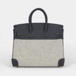 Hermès Birkin 25 Ecru and Ardoise Toile H Canvas and Ardoise Swift Gold Hardware