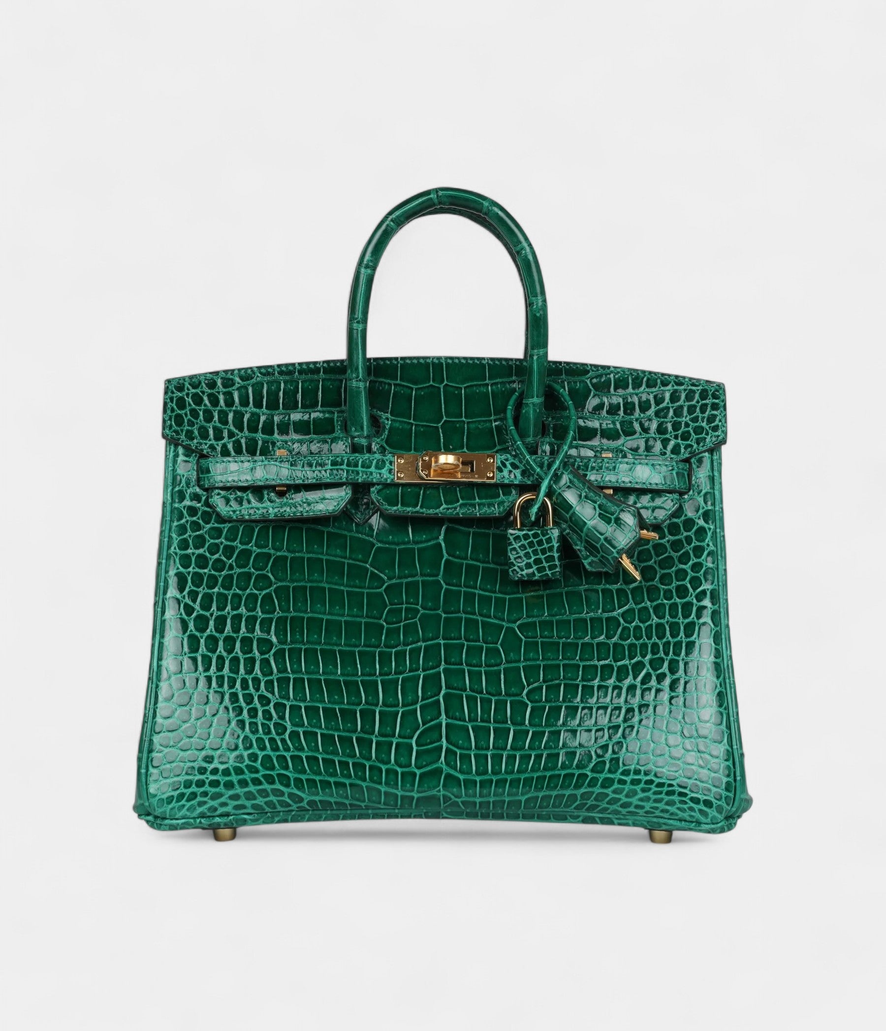 Hermès Birkin 25 Emerald Shiny Porosus Crocodile Gold Hardware