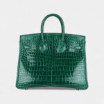 Hermès Birkin 25 Emerald Shiny Porosus Crocodile Gold Hardware