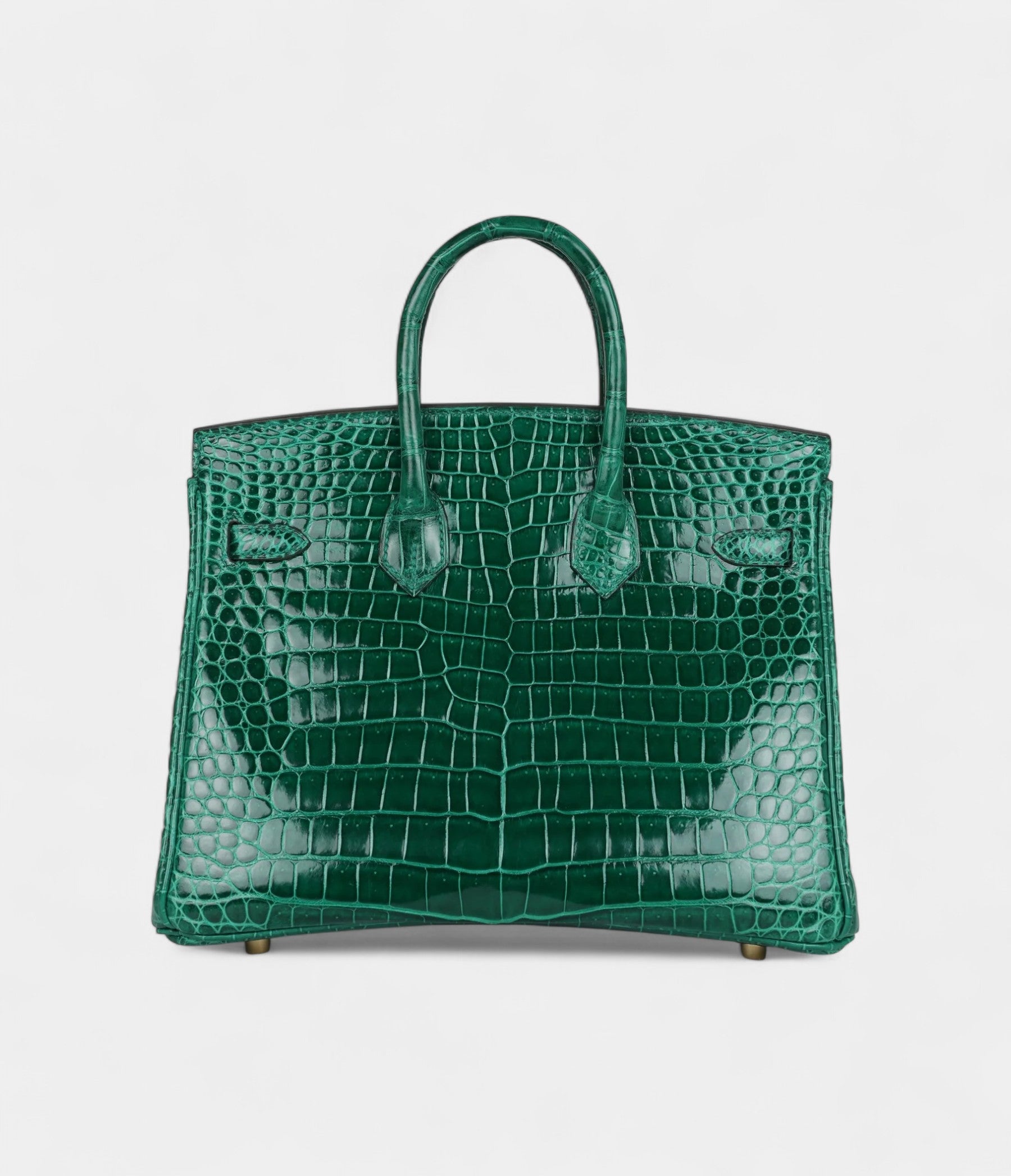 Hermès Birkin 25 Emerald Shiny Porosus Crocodile Gold Hardware