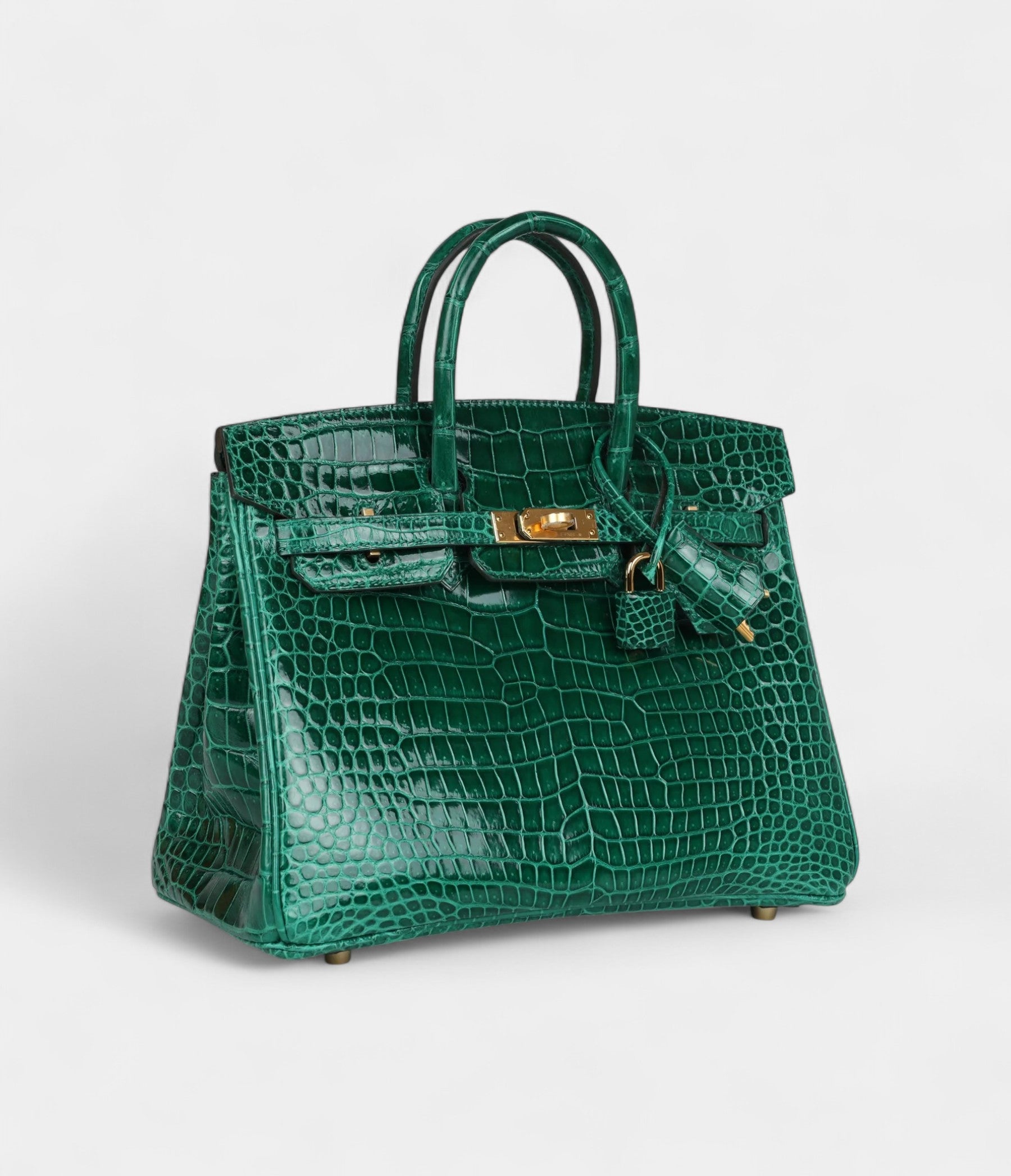 Hermès Birkin 25 Emerald Shiny Porosus Crocodile Gold Hardware