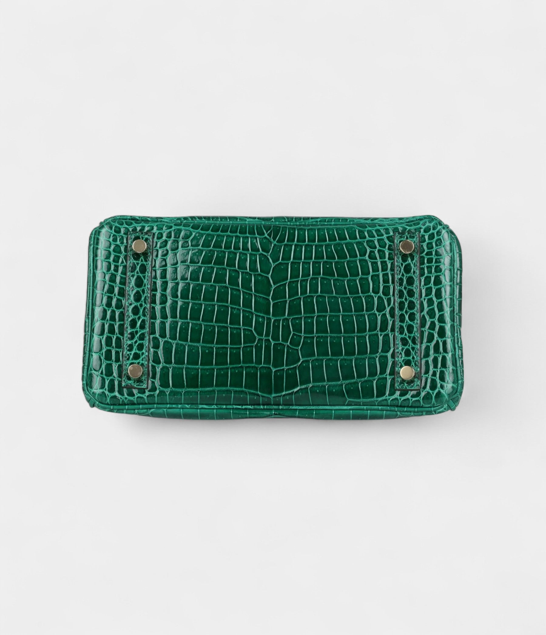 Hermès Birkin 25 Emerald Shiny Porosus Crocodile Gold Hardware