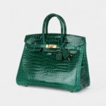Hermès Birkin 25 Emerald Shiny Porosus Crocodile Gold Hardware