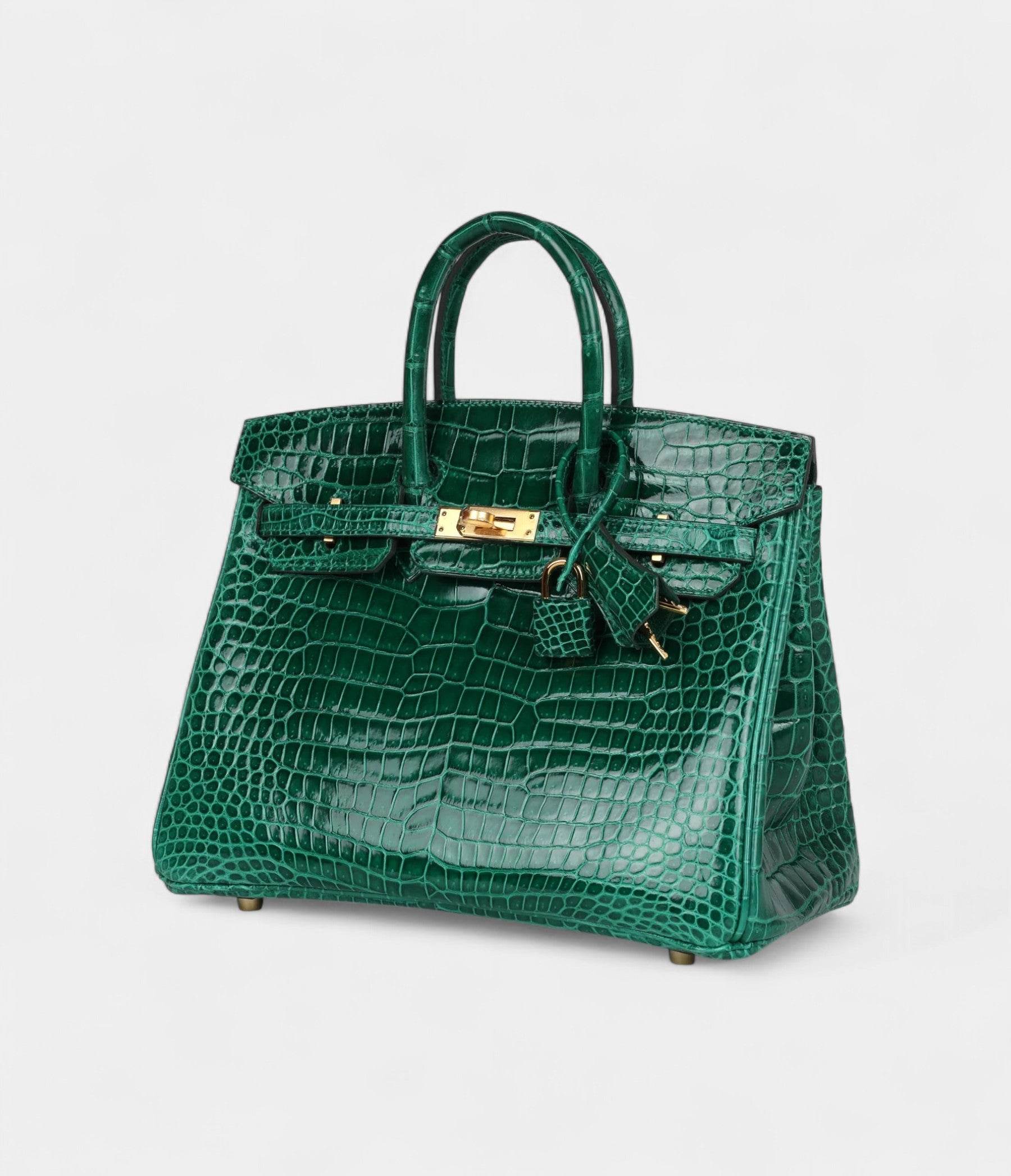 Hermès Birkin 25 Emerald Shiny Porosus Crocodile Gold Hardware