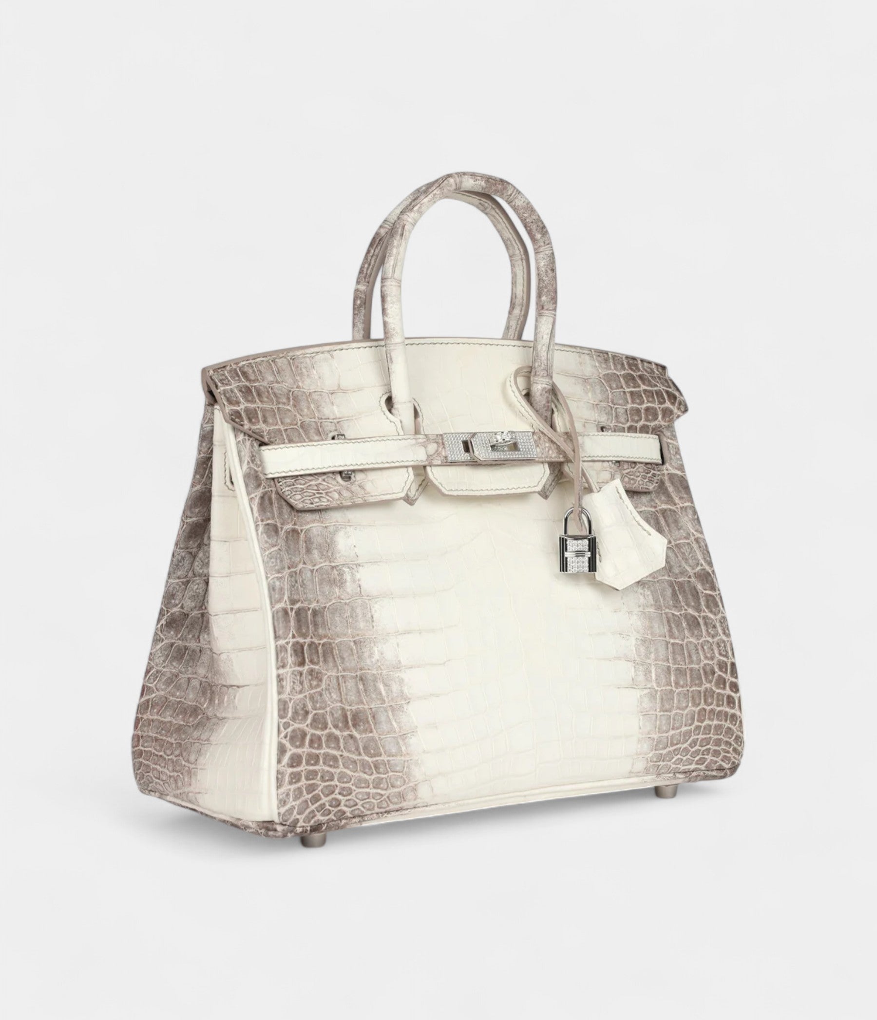 Hermès Birkin 25 Himalaya Niloticus Crocodile Diamond Encrusted Palladium Hardware