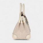 Hermès Birkin 25 Nata Swift and Ecru-Beige Toile H Canvas Palladium Hardware