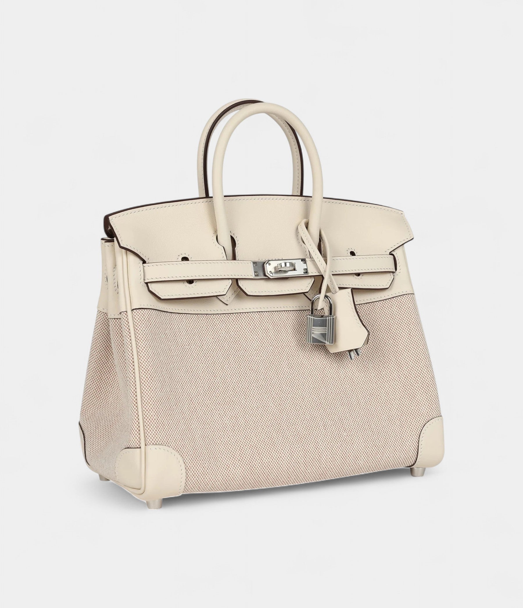 HermesBirkin25NataSwiftandEcru-BeigeToileHCanvasPalladiumHardware_4.jpg Hermès Birkin 25 Nata Swift and Ecru-Beige Toile H Canvas Palladium Hardware