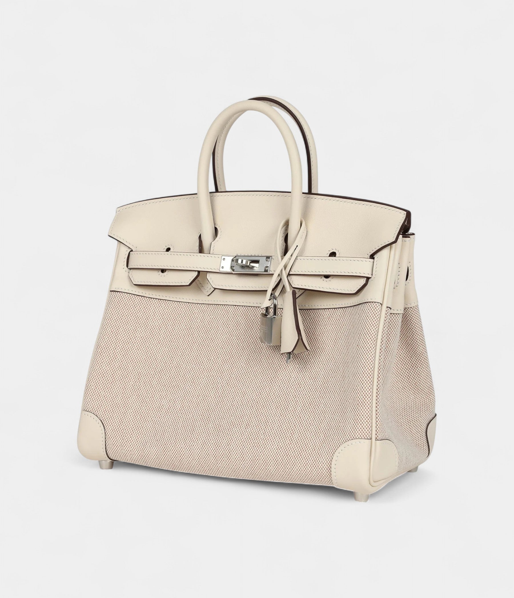 HermesBirkin25NataSwiftandEcru-BeigeToileHCanvasPalladiumHardware_5.jpg Hermès Birkin 25 Nata Swift and Ecru-Beige Toile H Canvas Palladium Hardware
