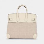 Hermès Birkin 25 Nata Swift and Ecru-Beige Toile H Canvas Palladium Hardware
