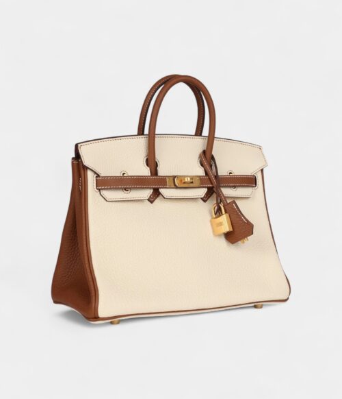 Hermès Birkin 25 Nata and Gold Clemence Brushed Gold Hardware