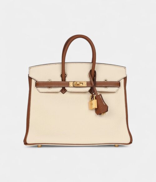 Hermès Birkin 25 Nata and Gold Clemence Brushed Gold Hardware