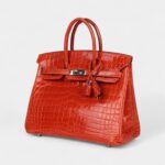 Hermès Birkin 25 Orange Poppy Shiny Niloticus Crocodile Palladium Hardware