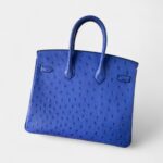 Hermes Birkin 25 Retourne Handmade Bag In Blue Zellige Ostrich Leather