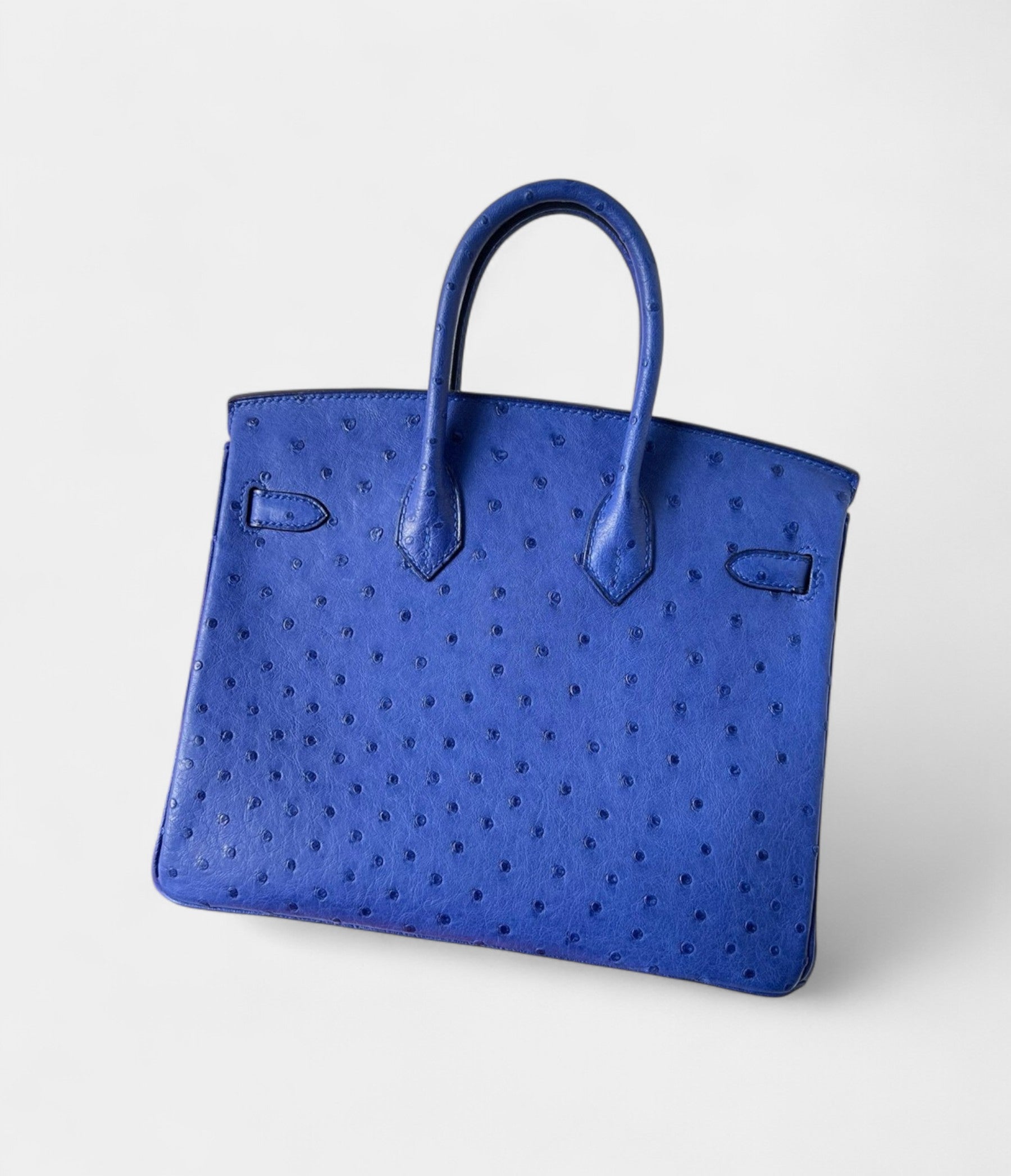 Hermes Birkin 25 Retourne Handmade Bag In Blue Zellige Ostrich Leather