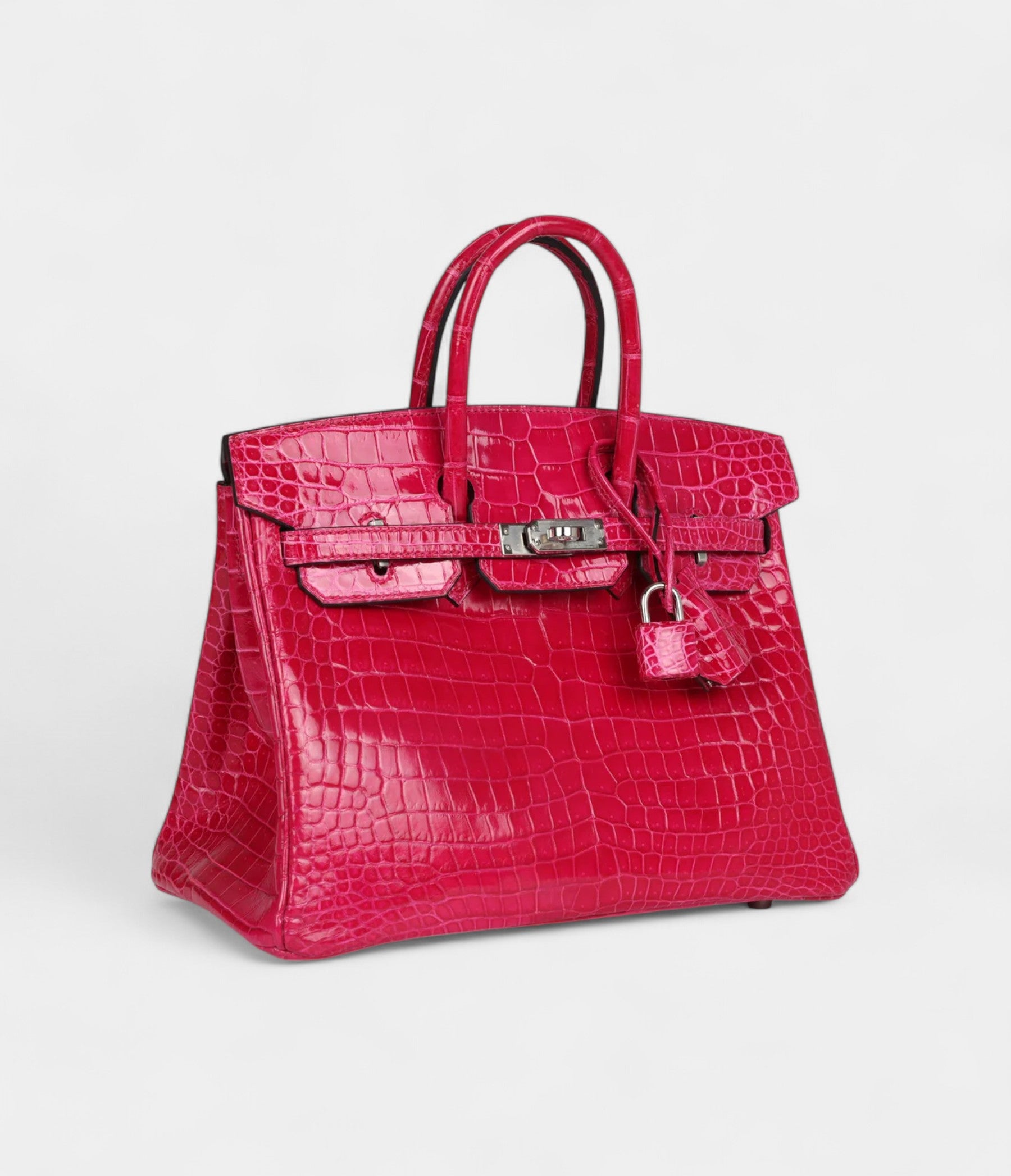 Hermès Birkin 25 Rose Mexico Shiny Porosus Crocodile Palladium Hardware