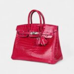 Hermès Birkin 25 Rose Mexico Shiny Porosus Crocodile Palladium Hardware