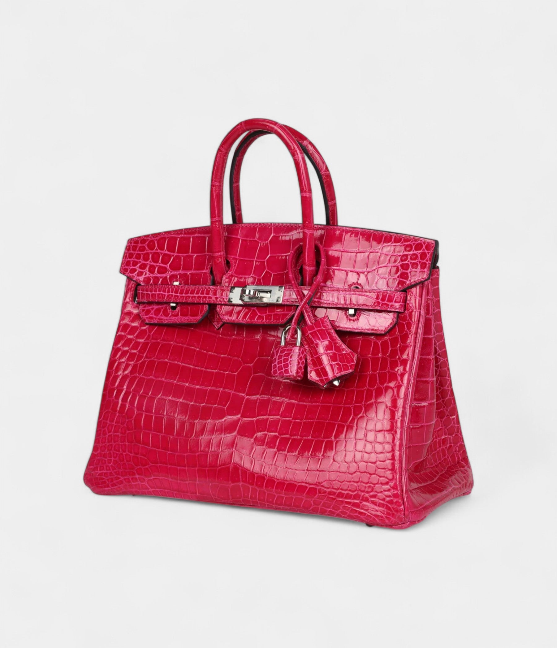 Hermès Birkin 25 Rose Mexico Shiny Porosus Crocodile Palladium Hardware