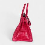 Hermès Birkin 25 Rose Mexico Shiny Porosus Crocodile Palladium Hardware