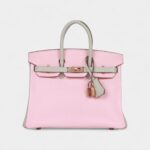 Hermès Birkin 25 Rose Sakura and Gris Perle Chevre Mysore Rose Gold Hardware