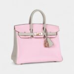 Hermès Birkin 25 Rose Sakura and Gris Perle Chevre Mysore Rose Gold Hardware