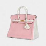 Hermès Birkin 25 Rose Sakura and White Clemence Brushed Gold Hardware
