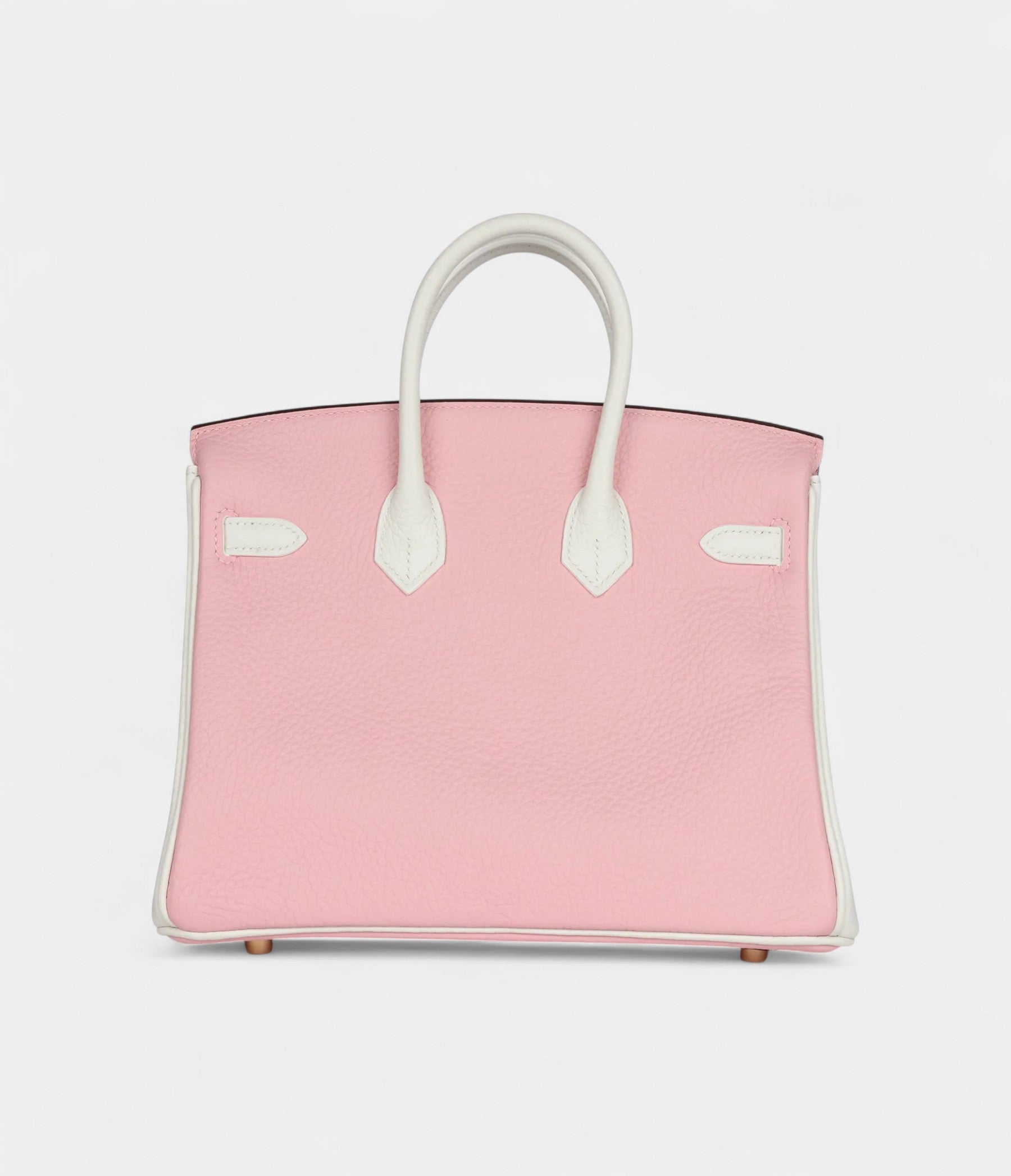 Hermès Birkin 25 Rose Sakura and White Clemence Brushed Gold Hardware
