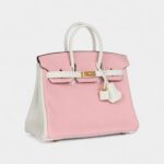 Hermès Birkin 25 Rose Sakura and White Clemence Brushed Gold Hardware