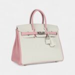 Hermès Birkin 25 Rose Sakura and White Clemence Brushed Palladium Hardware