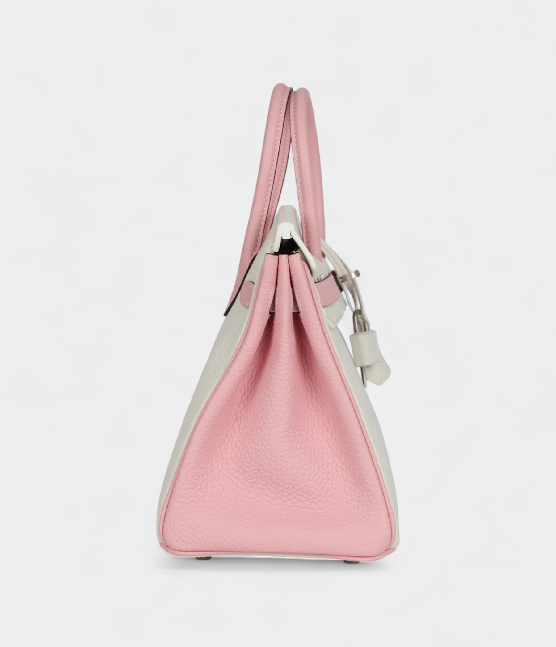 Hermès Birkin 25 Rose Sakura and White Clemence Brushed Palladium Hardware