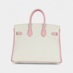 Hermès Birkin 25 Rose Sakura and White Clemence Brushed Palladium Hardware