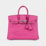 Hermès Birkin 25 Rose Shocking Matte Alligator Palladium Hardware