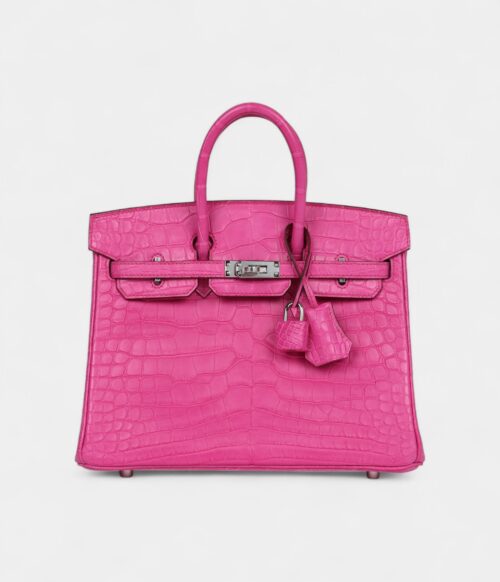 Hermès Birkin 25 Rose Shocking Matte Alligator Palladium Hardware