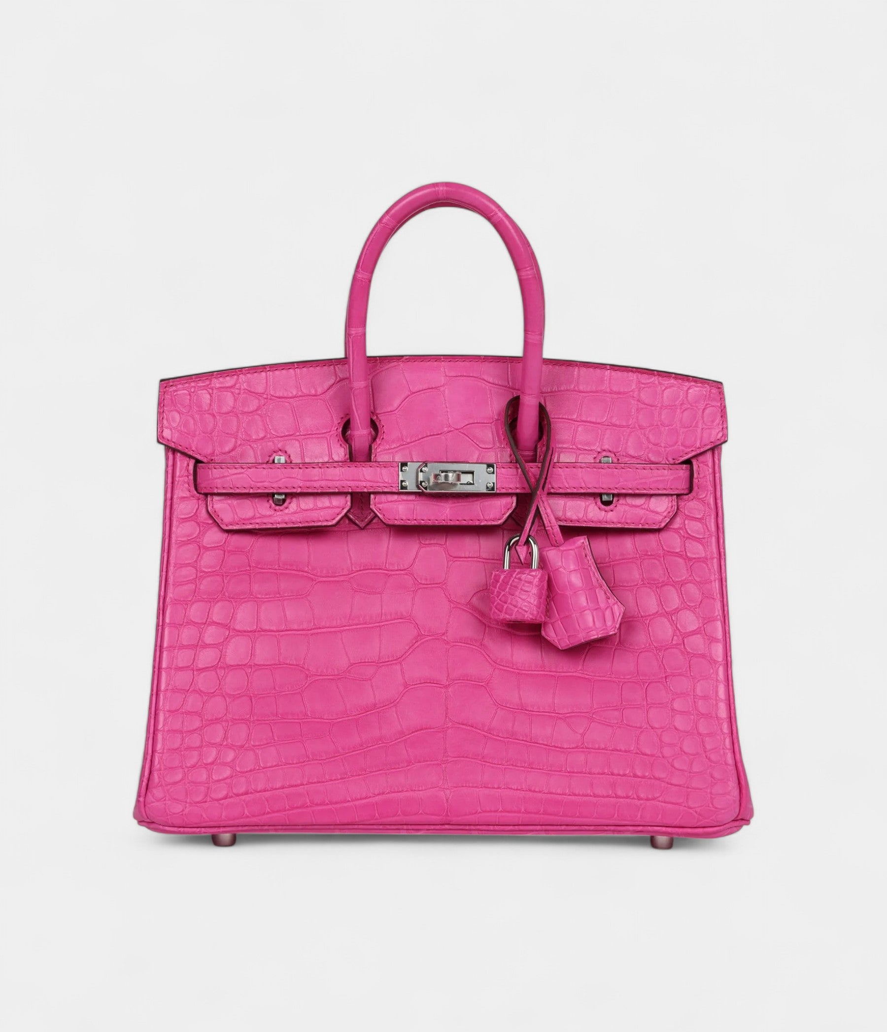 Hermès Birkin 25 Rose Shocking Matte Alligator Palladium Hardware