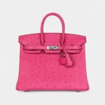 Hermès Birkin 25 Rose Tyrien Ostrich Palladium Hardware