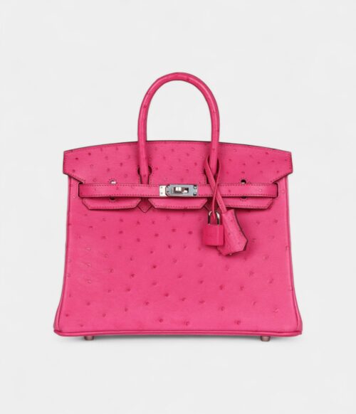 Hermès Birkin 25 Rose Tyrien Ostrich Palladium Hardware