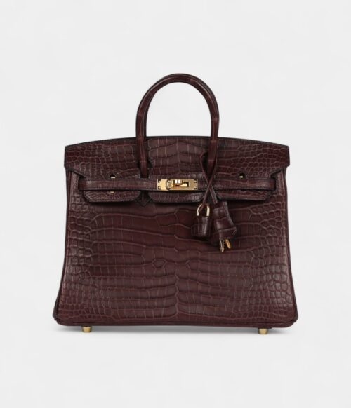 Hermès Birkin 25 Rouge Sellier Matte Porosus Crocodile Gold Hardware