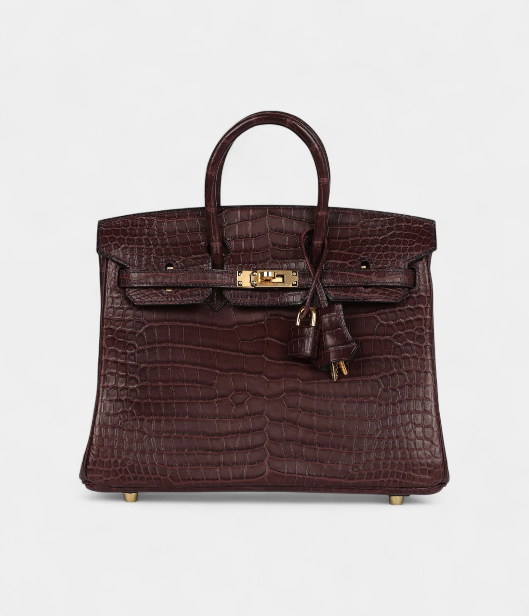 Hermès Birkin 25 Rouge Sellier Matte Porosus Crocodile Gold Hardware