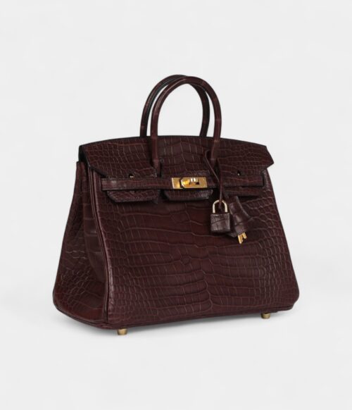 Hermès Birkin 25 Rouge Sellier Matte Porosus Crocodile Gold Hardware