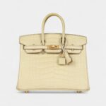 Hermès Birkin 25 Vanille Matte Alligator Brushed Gold Hardware