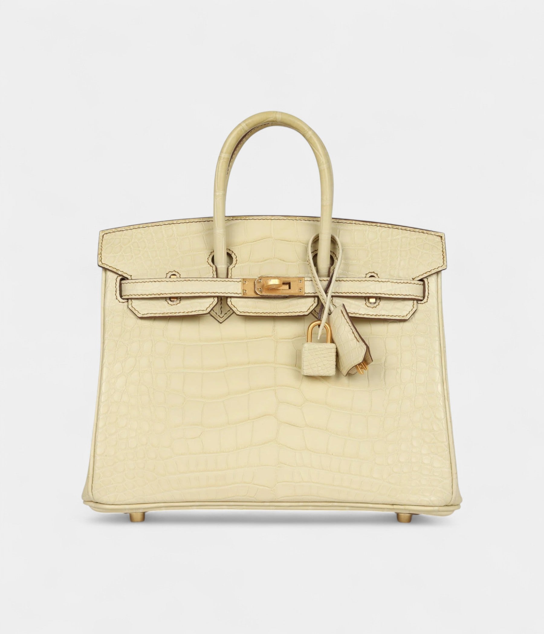 Hermès Birkin 25 Vanille Matte Alligator Brushed Gold Hardware