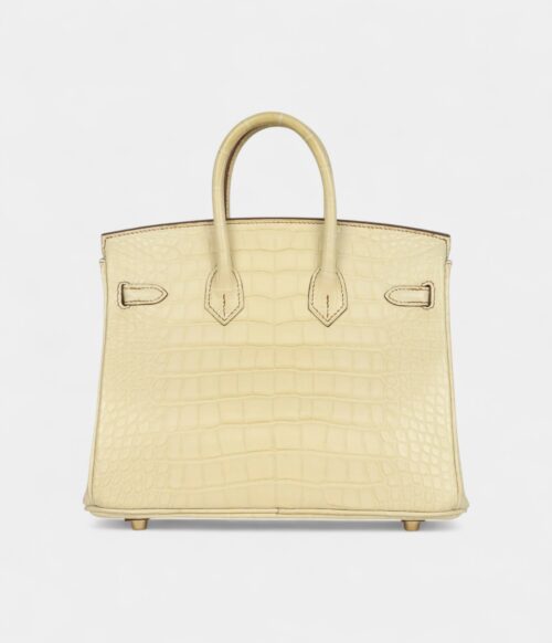 Hermès Birkin 25 Vanille Matte Alligator Brushed Gold Hardware